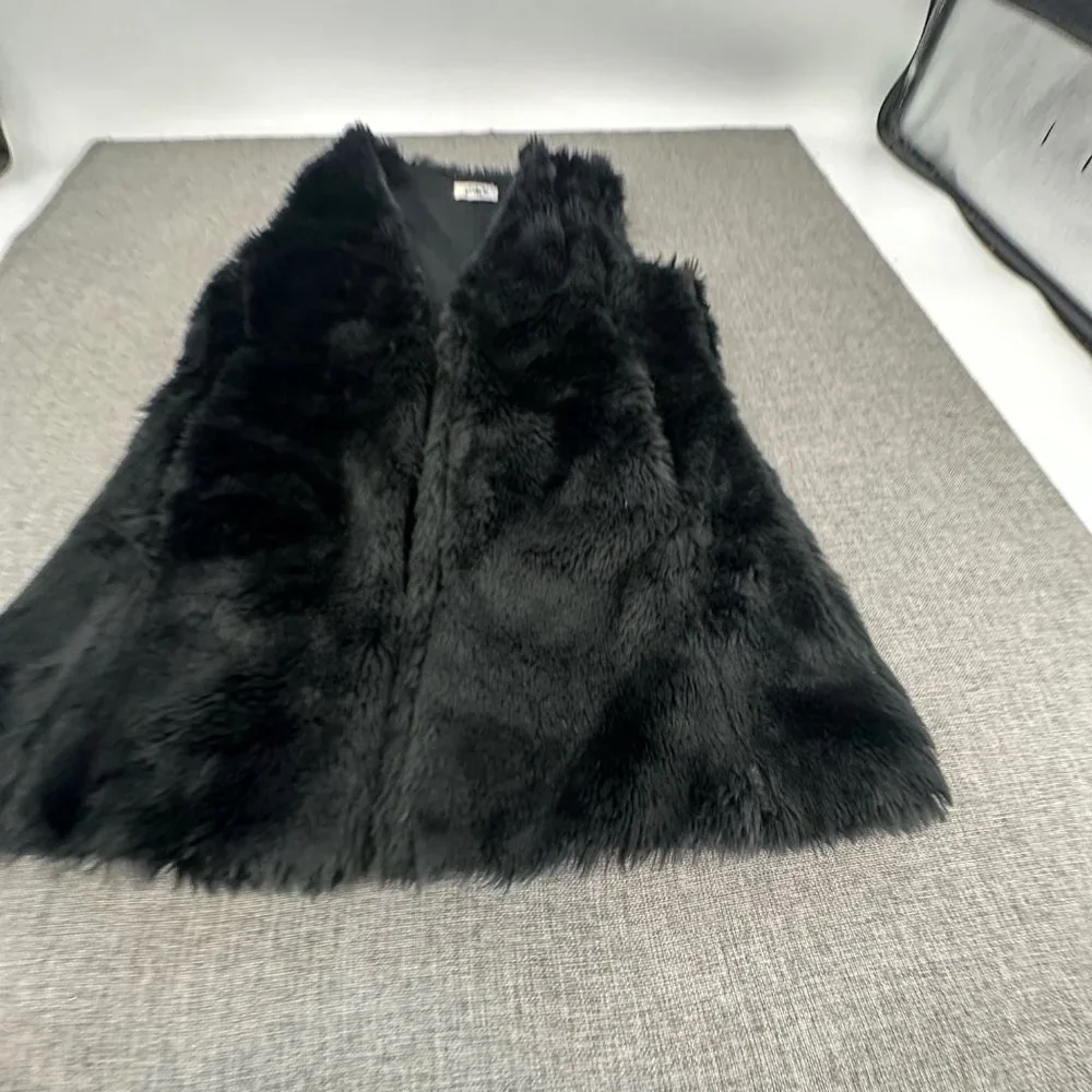 Jolt Faux Fur Vest Black‎ Small Polyester Open Vest Jacket Fuzzy Plush Top